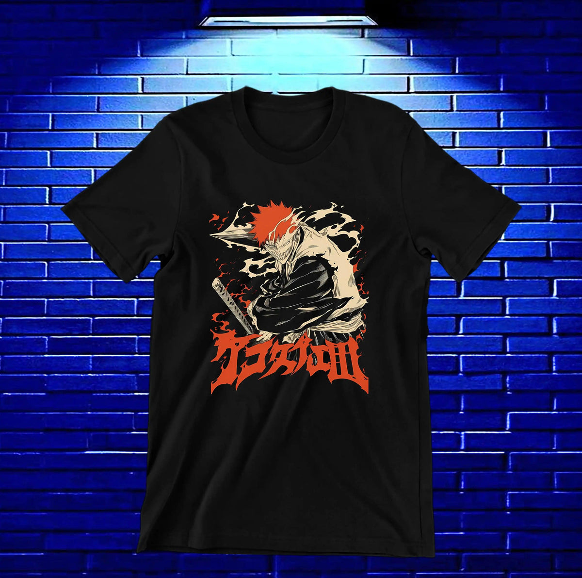 Camiseta Bleach – Ichigo · ilustración circular · Negra