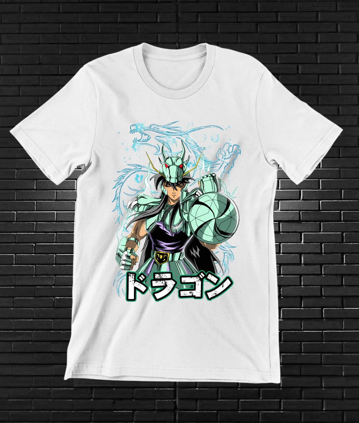 Camiseta Caballeros del Zodiaco – Shiryu de Dragón · Blanca