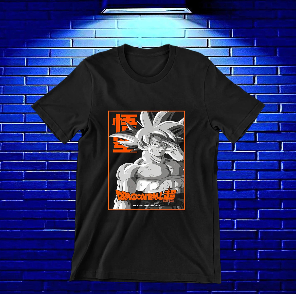 Camiseta Dragon Ball – Goku Ultra Instinto · retrato enmarcado · Negra