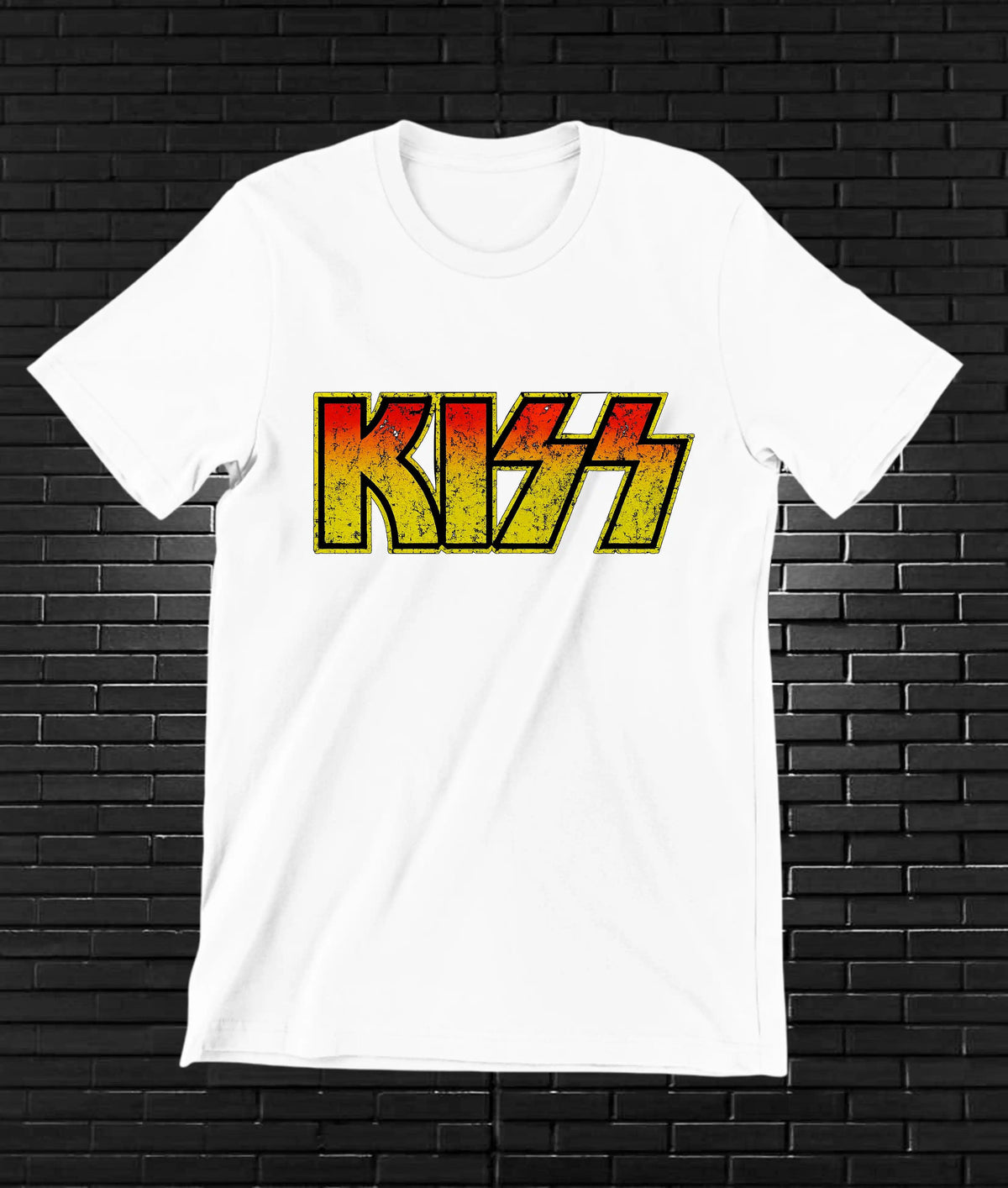 Camiseta KISS – Logotipo clásico · Blanca