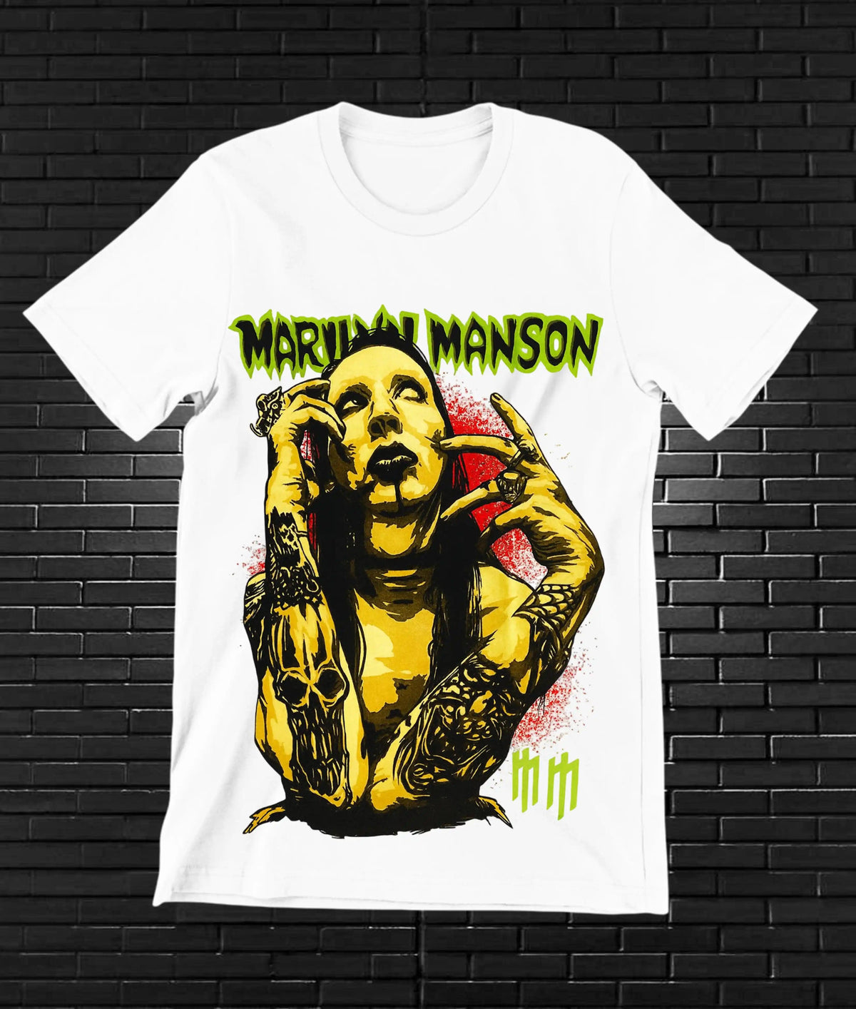 Camiseta Marilyn Manson – Retrato en amarillo · Blanca