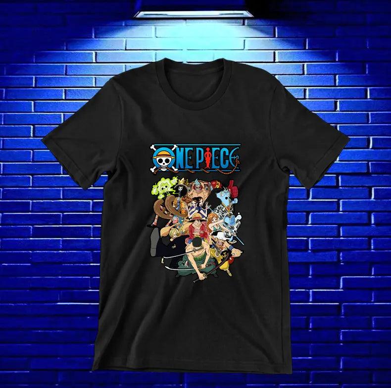 Camiseta One Piece – Tripulación en grupo · Negra