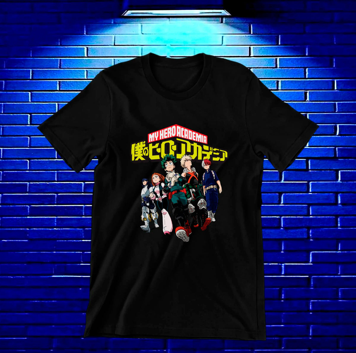 Camiseta My Hero Academia – Grupo de héroes · Negra