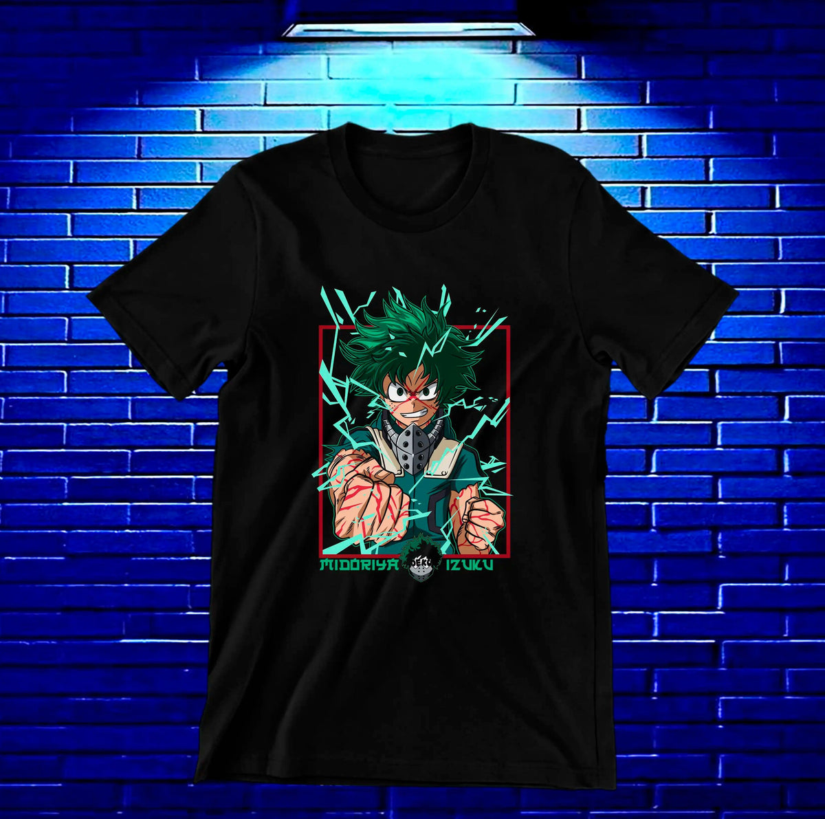 Camiseta My Hero Academia – Izuku Midoriya en verde · Negra
