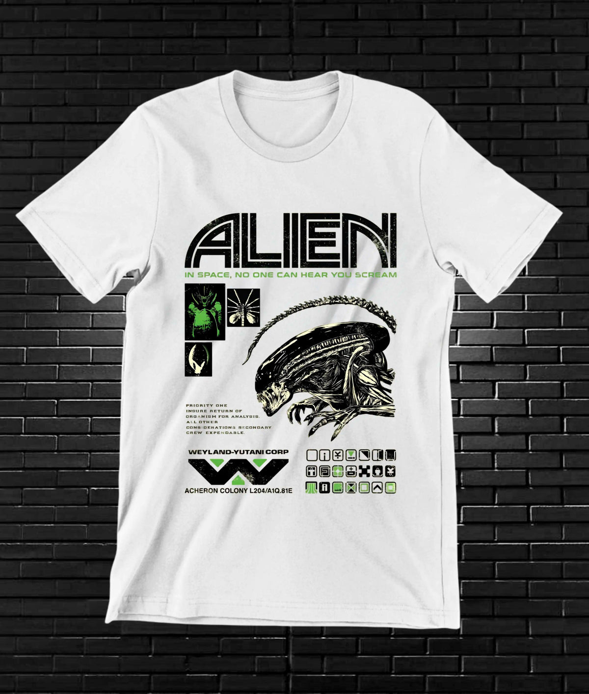 Camiseta Alien – Xenomorfo · cartel retro · Blanca