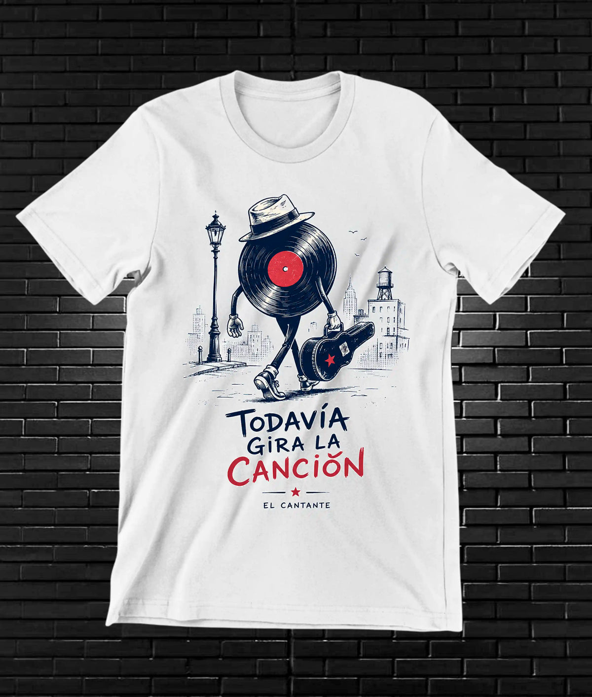 Camiseta Andrés Calamaro – Todavía gira la canción · Blanca