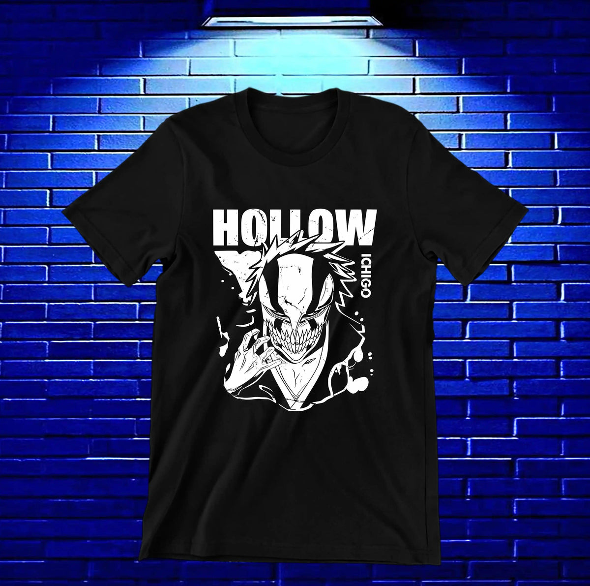 Camiseta Bleach – Hollow · máscara en blanco y negro · Negra