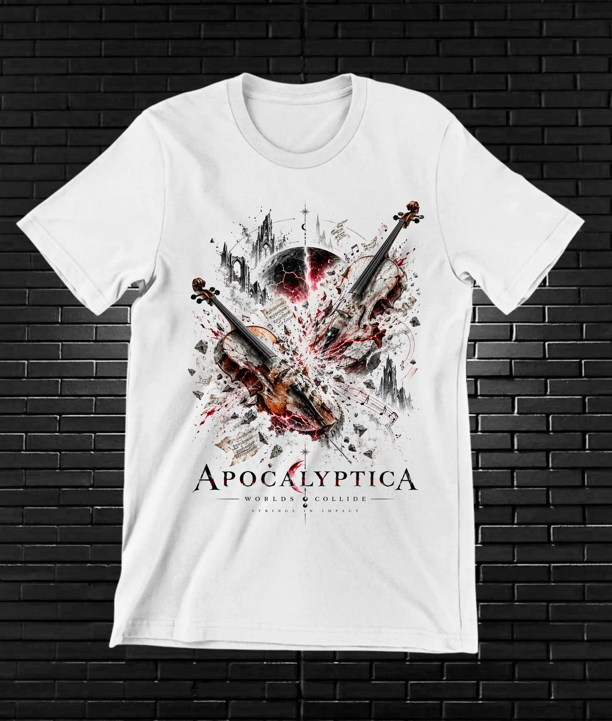 Camiseta Apocalyptica, familia CAMINE, diseño MERON, color blanco