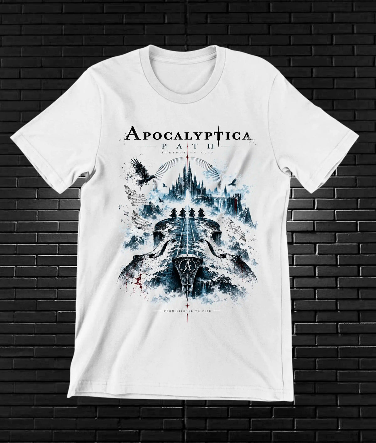 Camiseta Apocalyptica, familia CAMINE, diseño NIVRA, color blanco