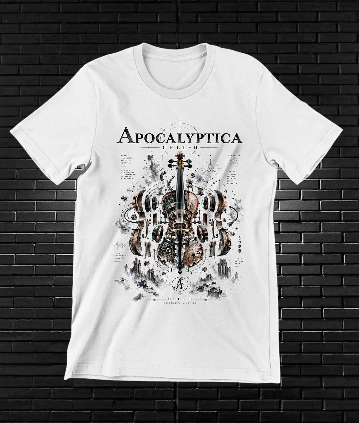 Camiseta Apocalyptica, familia NIMOR, diseño BANIX, color blanco