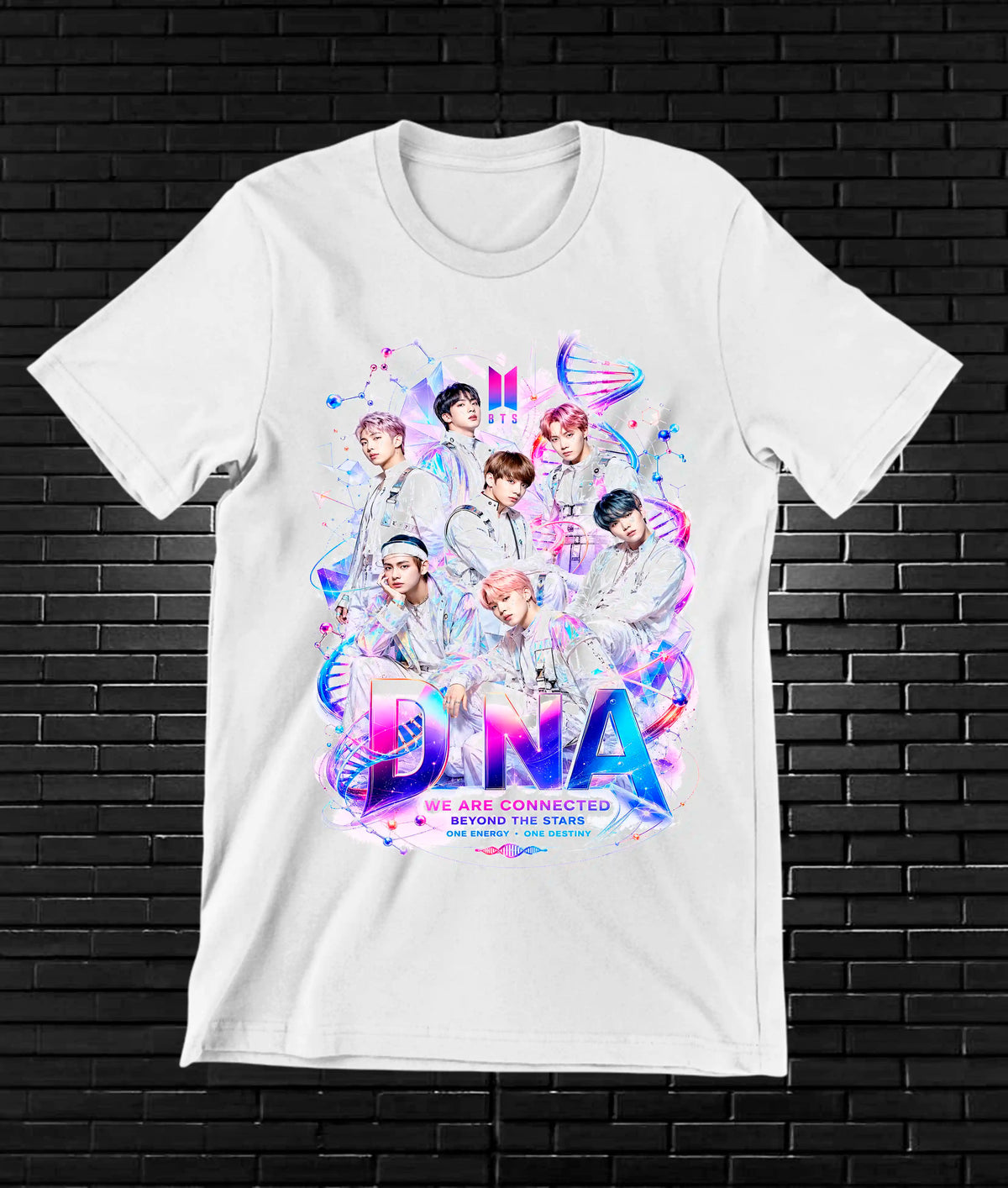 Camiseta BTS, diseño MERON, color blanco