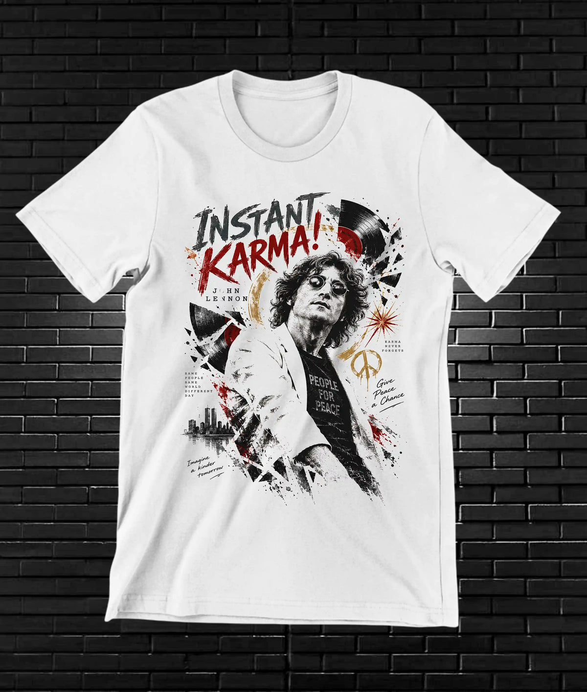 Camiseta John Lennon, familia BAMOR, diseño NIVRA, color blanco