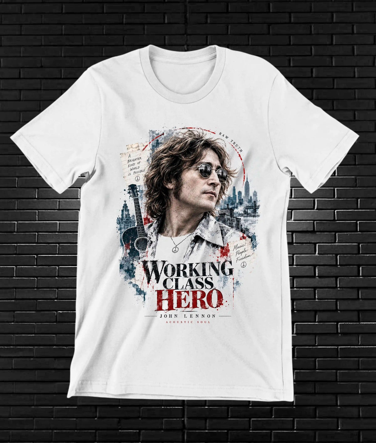 Camiseta John Lennon, familia CAMINE, diseño NIVRA, color blanco