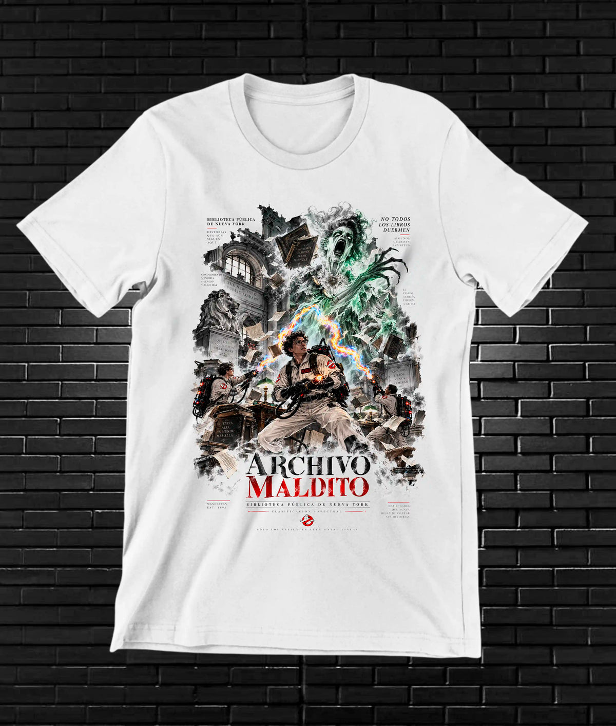 Camiseta Los Cazafantasmas, familia BAMOR, diseño BAREN, color blanco