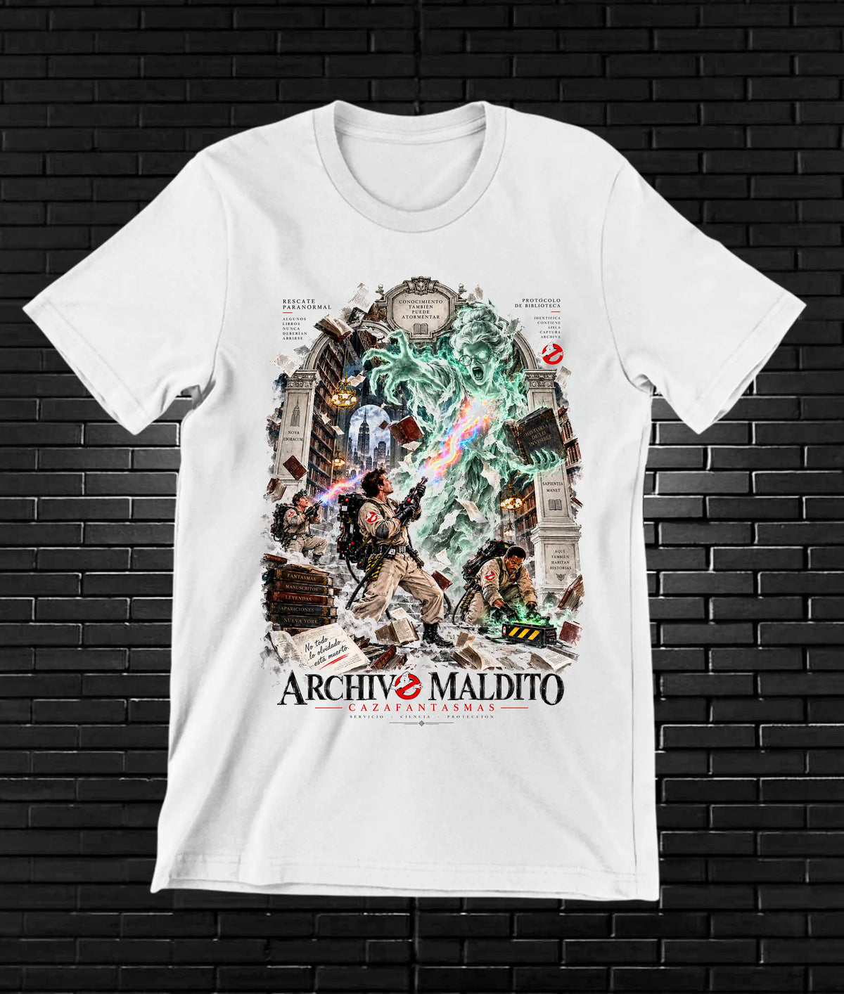 Camiseta Los Cazafantasmas, familia BAMOR, diseño MERON, color blanco