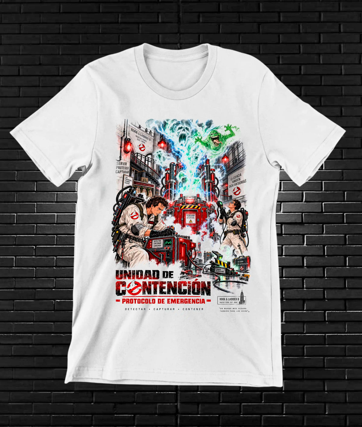 Camiseta Los Cazafantasmas, familia CAMINE, diseño BAREN, color blanco