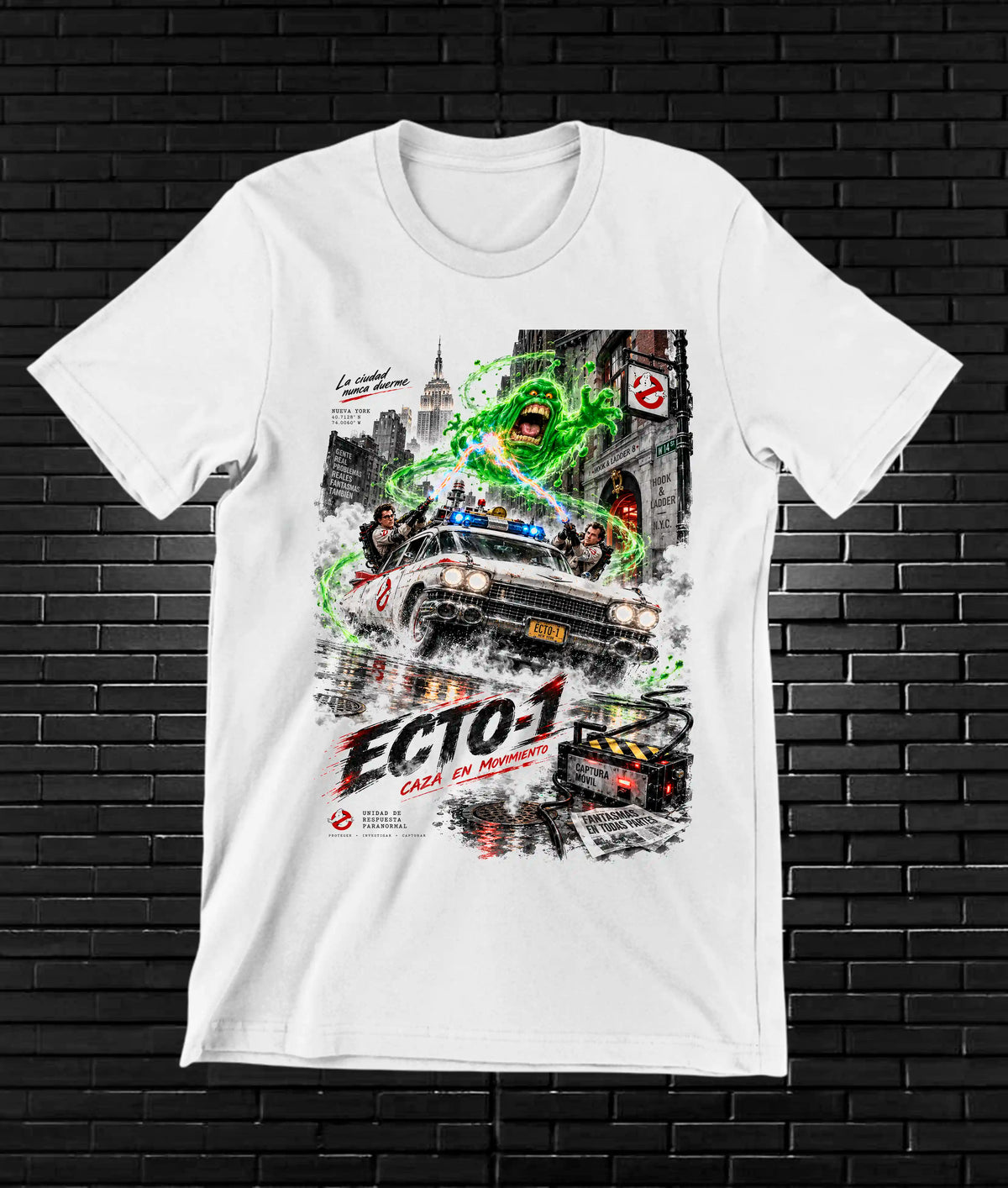 Camiseta Los Cazafantasmas, familia CAMINE, diseño CAVOX, color blanco