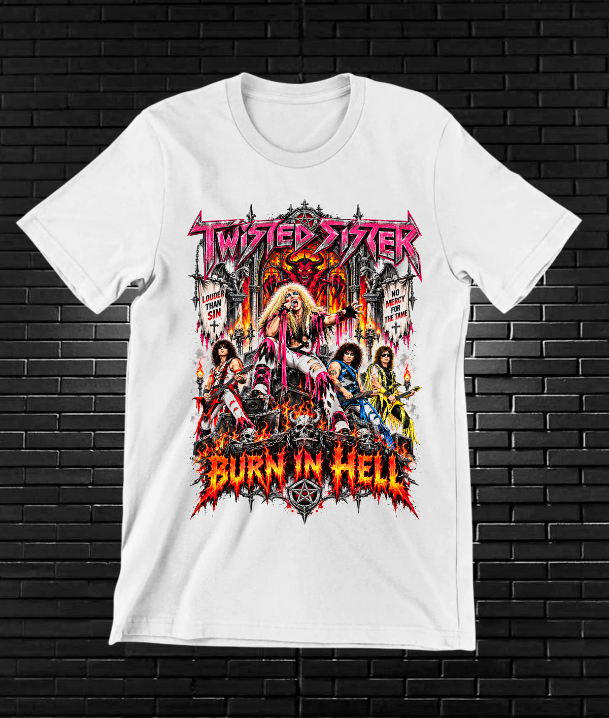 Camiseta Twisted Sister, familia BAMOR, diseño CAVOX, color blanco