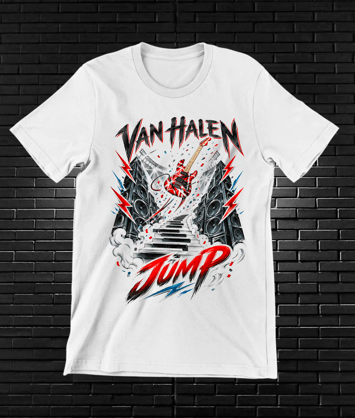 Camiseta Van Halen, diseño BAREN, color blanco