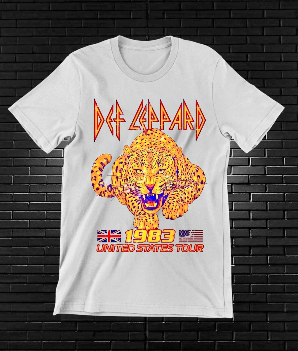 Camiseta Def Leppard – 1987 · leopardo · Blanca