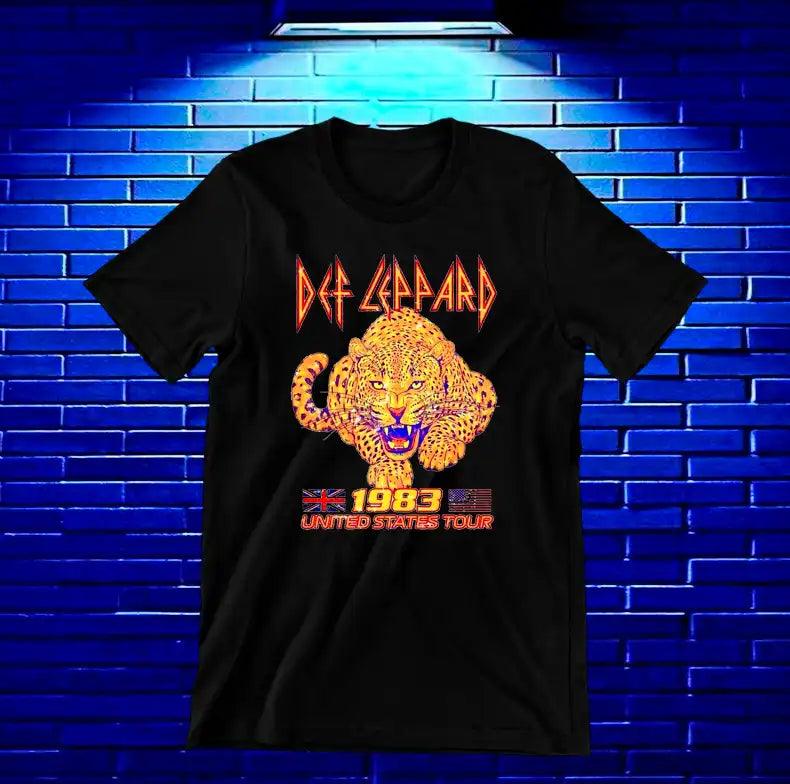 Camiseta Def Leppard – 1987 · leopardo · Negra