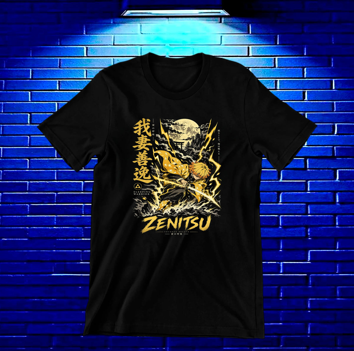 Camiseta Demon Slayer Zenitsu – BAMOR – Diseño NIVRA – Negro