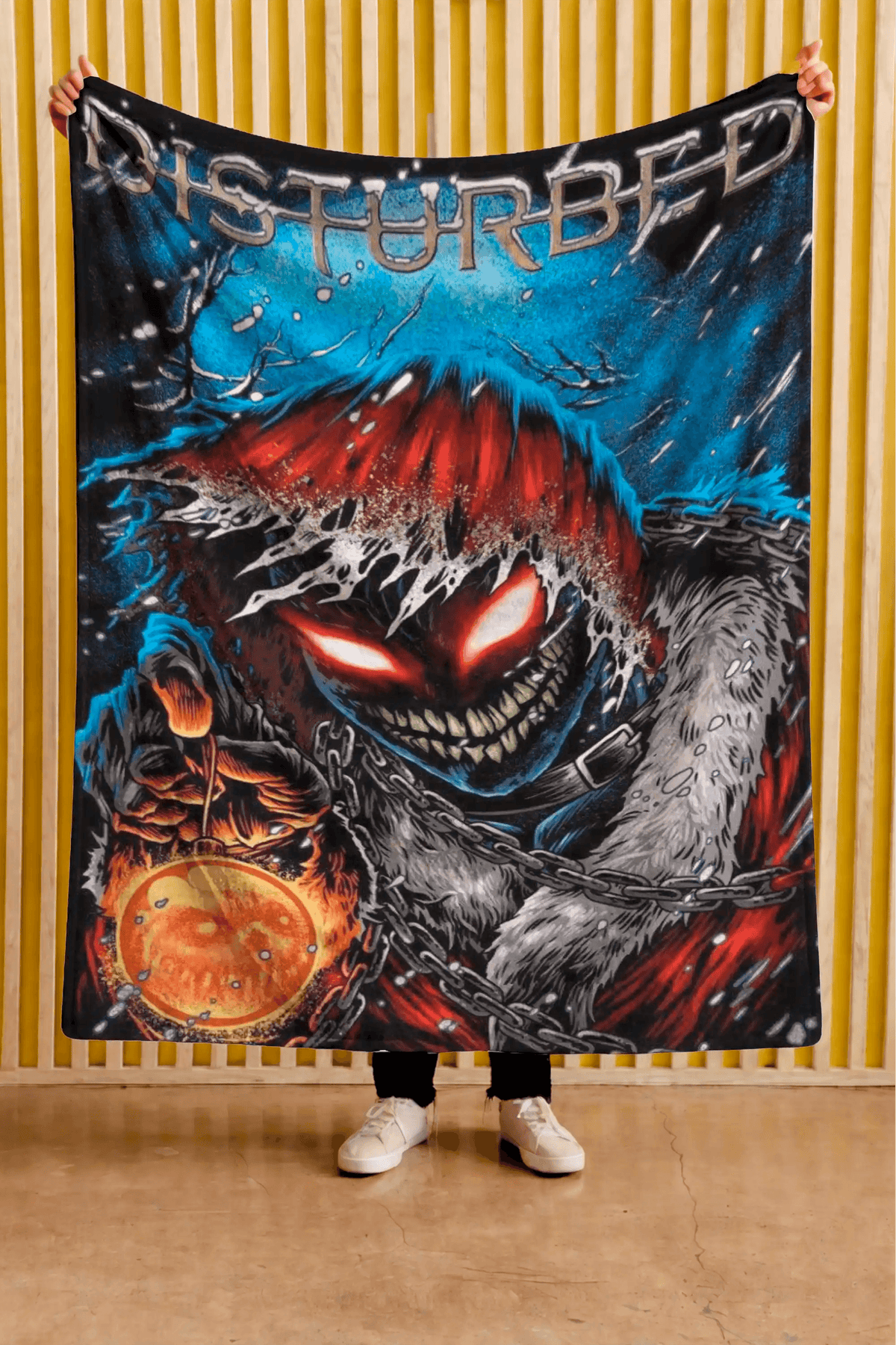 Cobija Disturbed – Rostro en marco azul