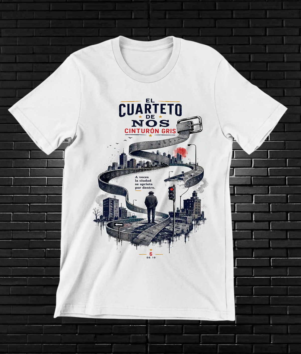 Camiseta El Cuarteto de Nos CALEN diseño MERON color Blanco