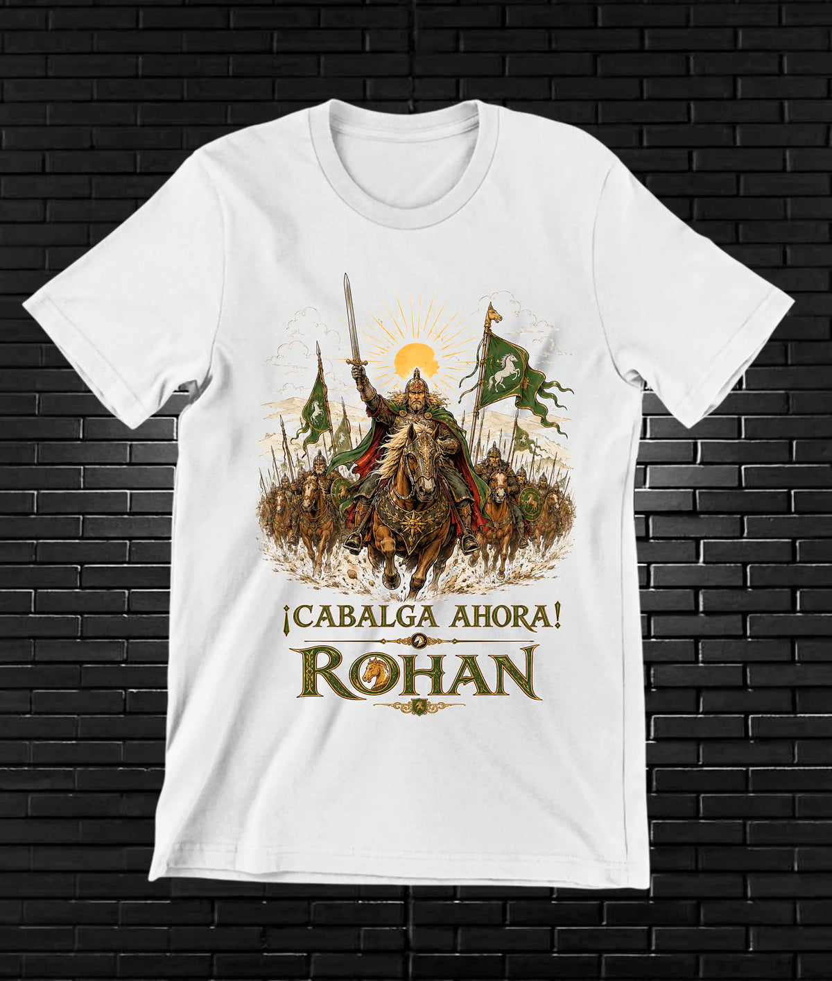 Camiseta El Señor de los Anillos – Rohan · jinete · Blanca