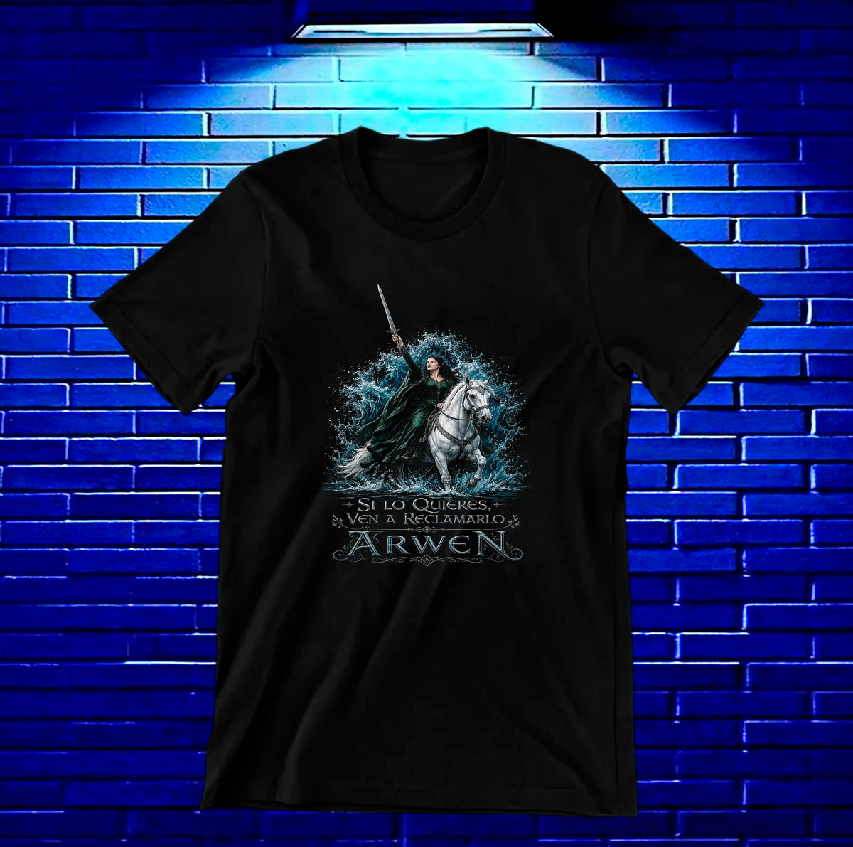 Camiseta El Señor de los Anillos – Arwen · retrato azul · Negra