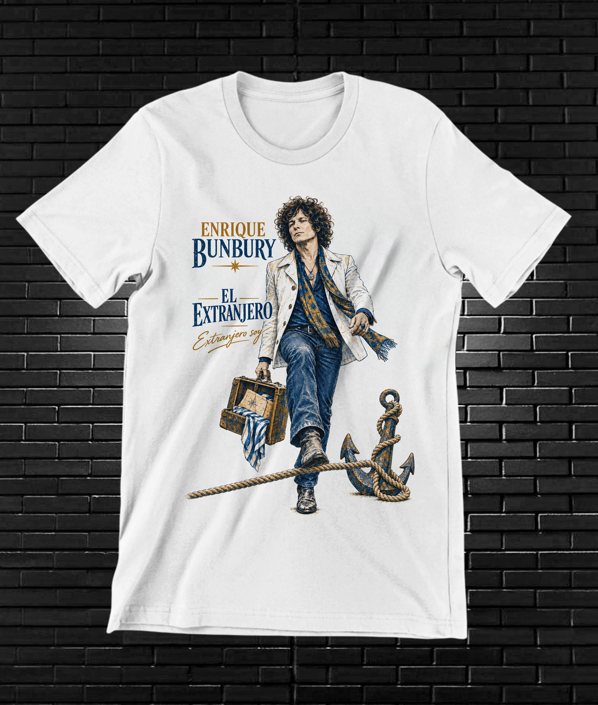 Camiseta Enrique Bunbury – BAMOR – Diseño MERON – Blanco