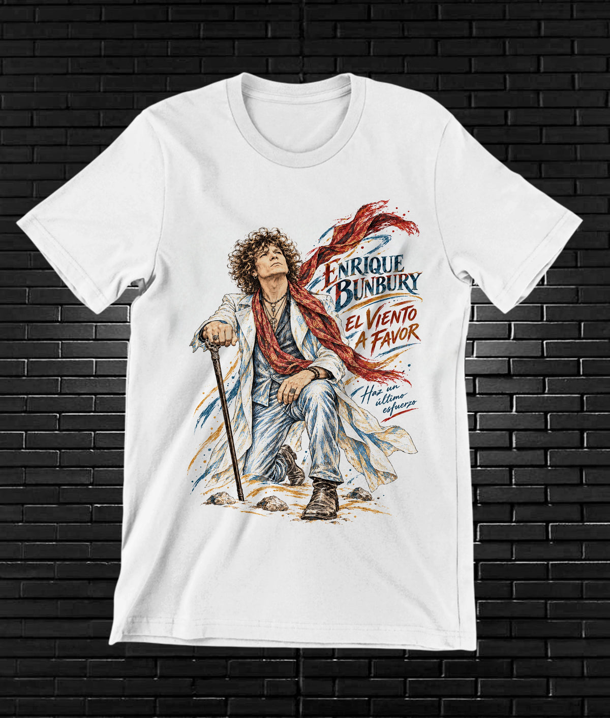 Camiseta Enrique Bunbury – CAMINE – Diseño NIVRA – Blanco