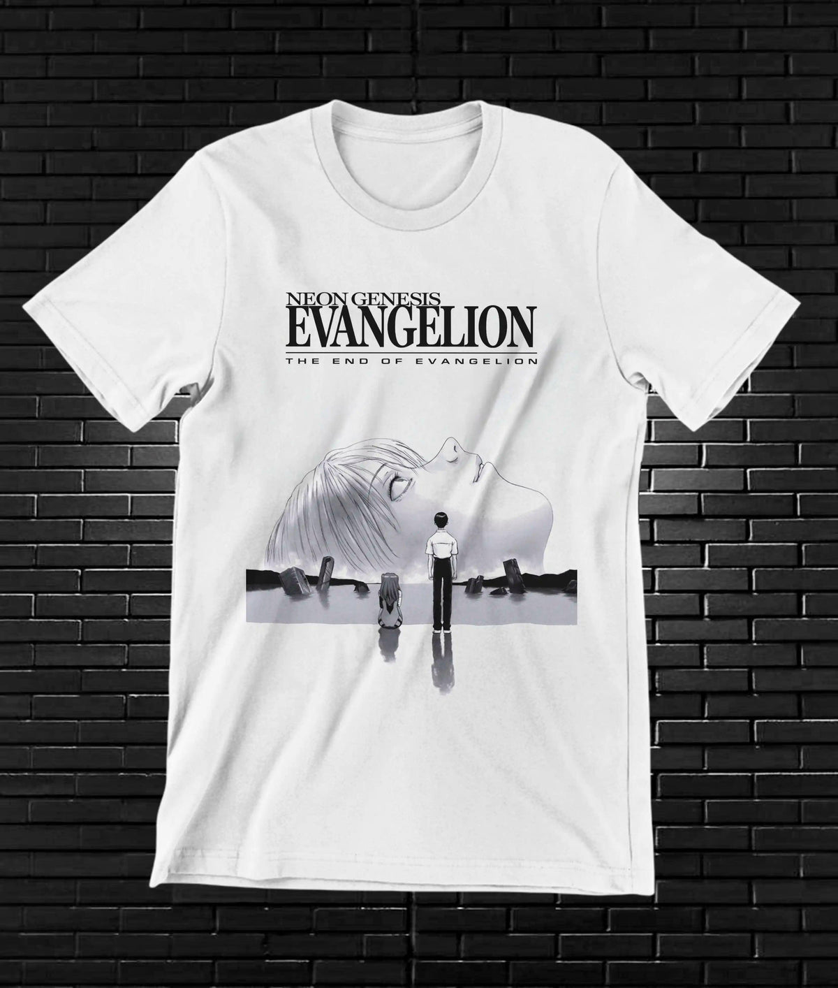 Camiseta Evangelion – Unidad EVA en blanco y negro · Blanca