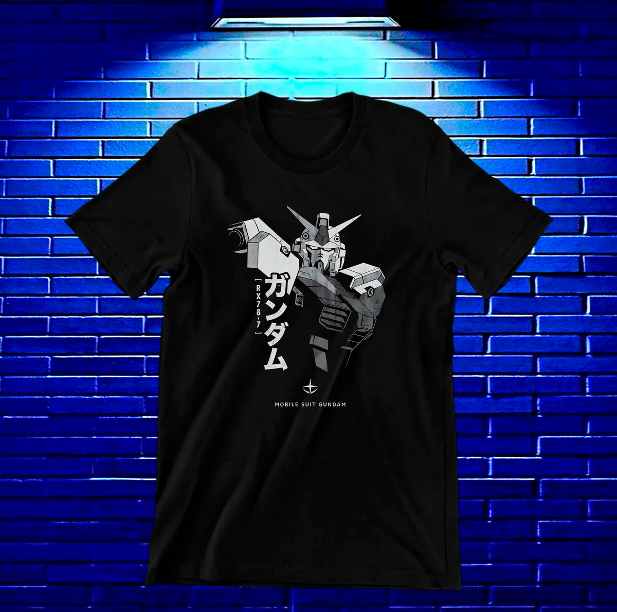 Camiseta Gundam – Unidad Gundam en blanco y negro · Negra