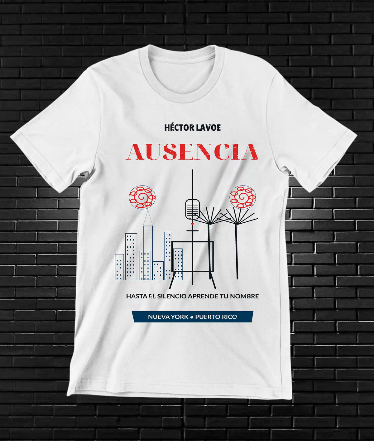 Camiseta Héctor Lavoe BAMOR diseño MERON color Blanco