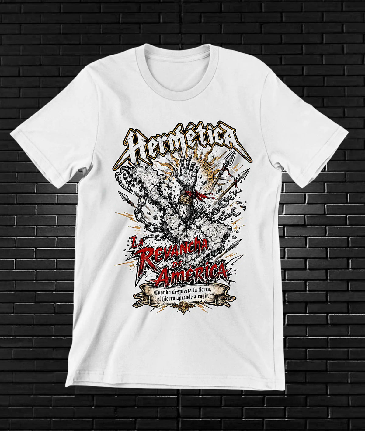 Camiseta Hermética – Calaveras · composición monocroma · Blanca