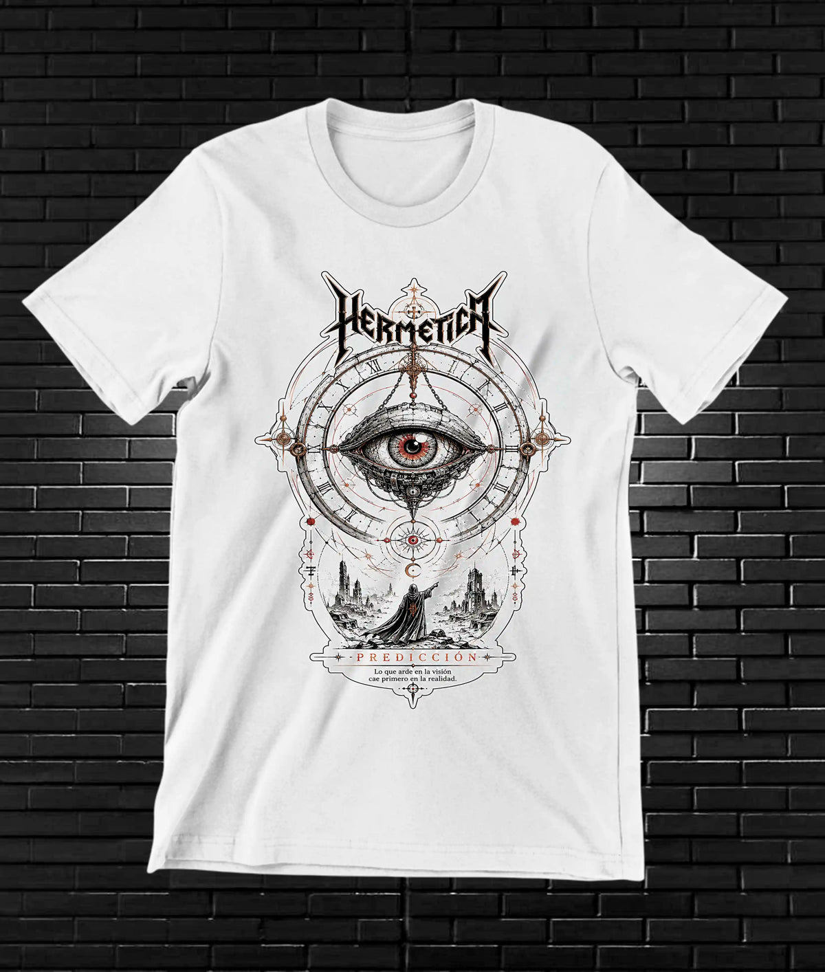 Camiseta Hermética – Ojo geométrico · Blanca
