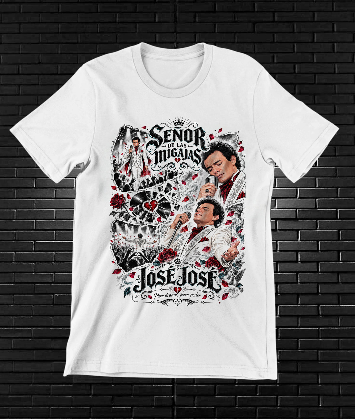 Camiseta José José – BAMOR – Diseño BANIX – Blanco
