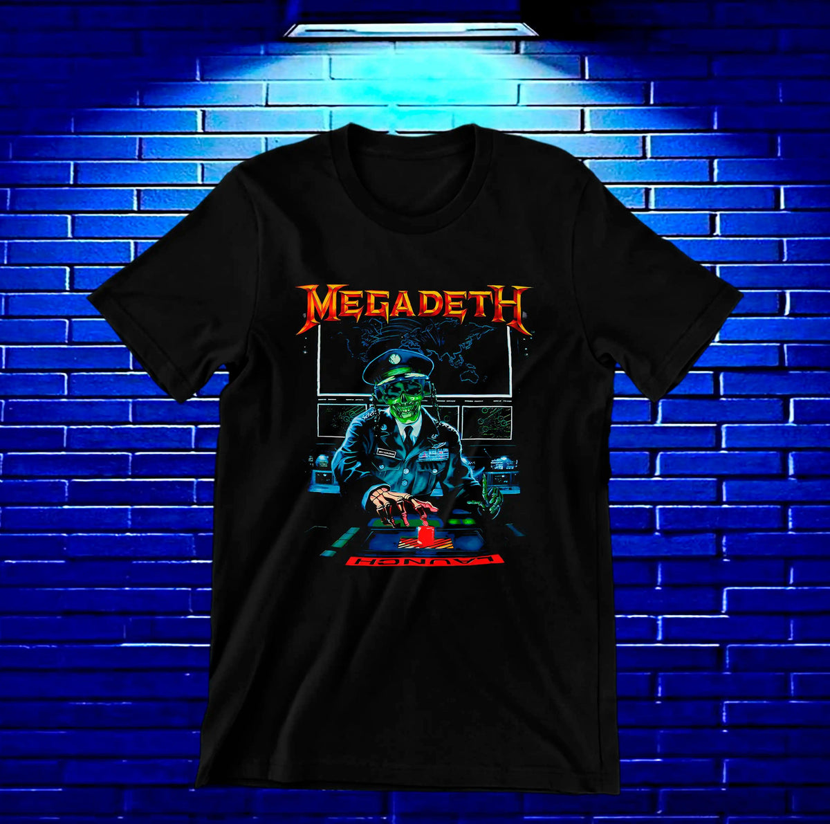 Camiseta Megadeth – Ilustración mecánica azul · Negra