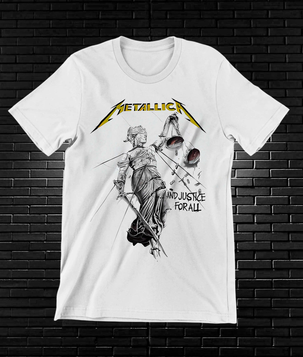 Camiseta Metallica – And Justice for All · Lady Justice · Blanca