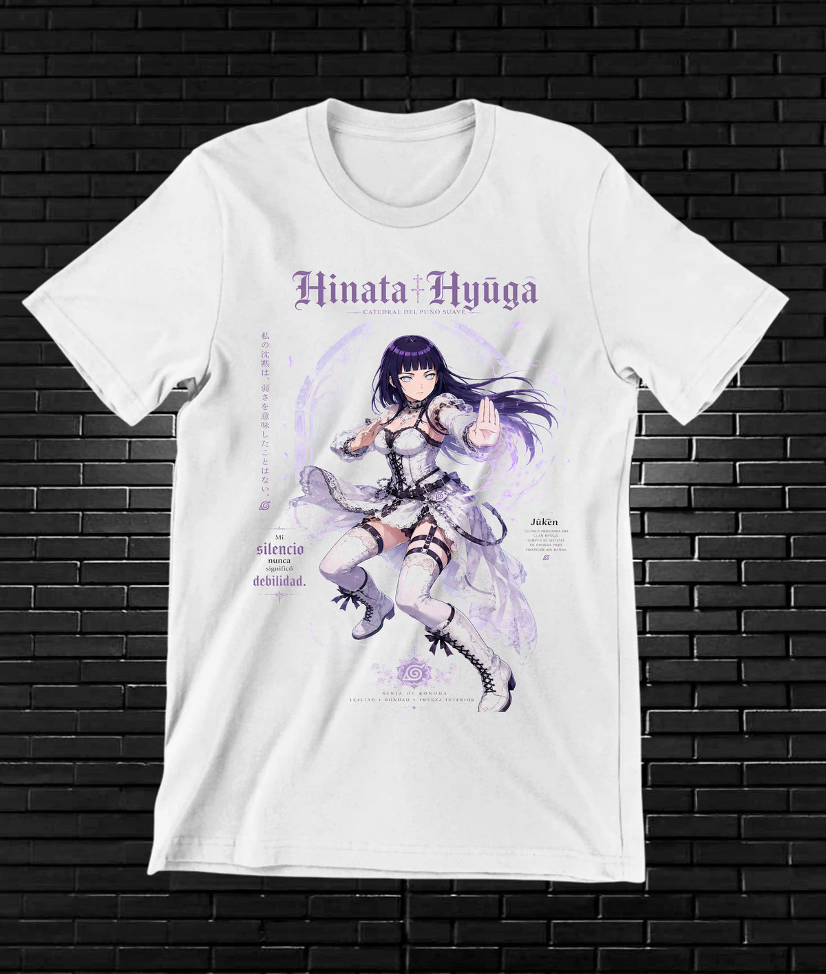 Camiseta Naruto Hinata MELYN diseño MERON blanco