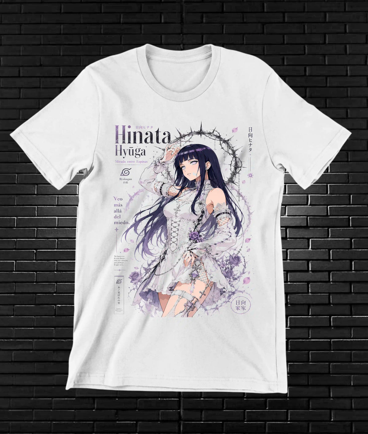 Camiseta Naruto Hinata MELYN diseño NIVRA blanco