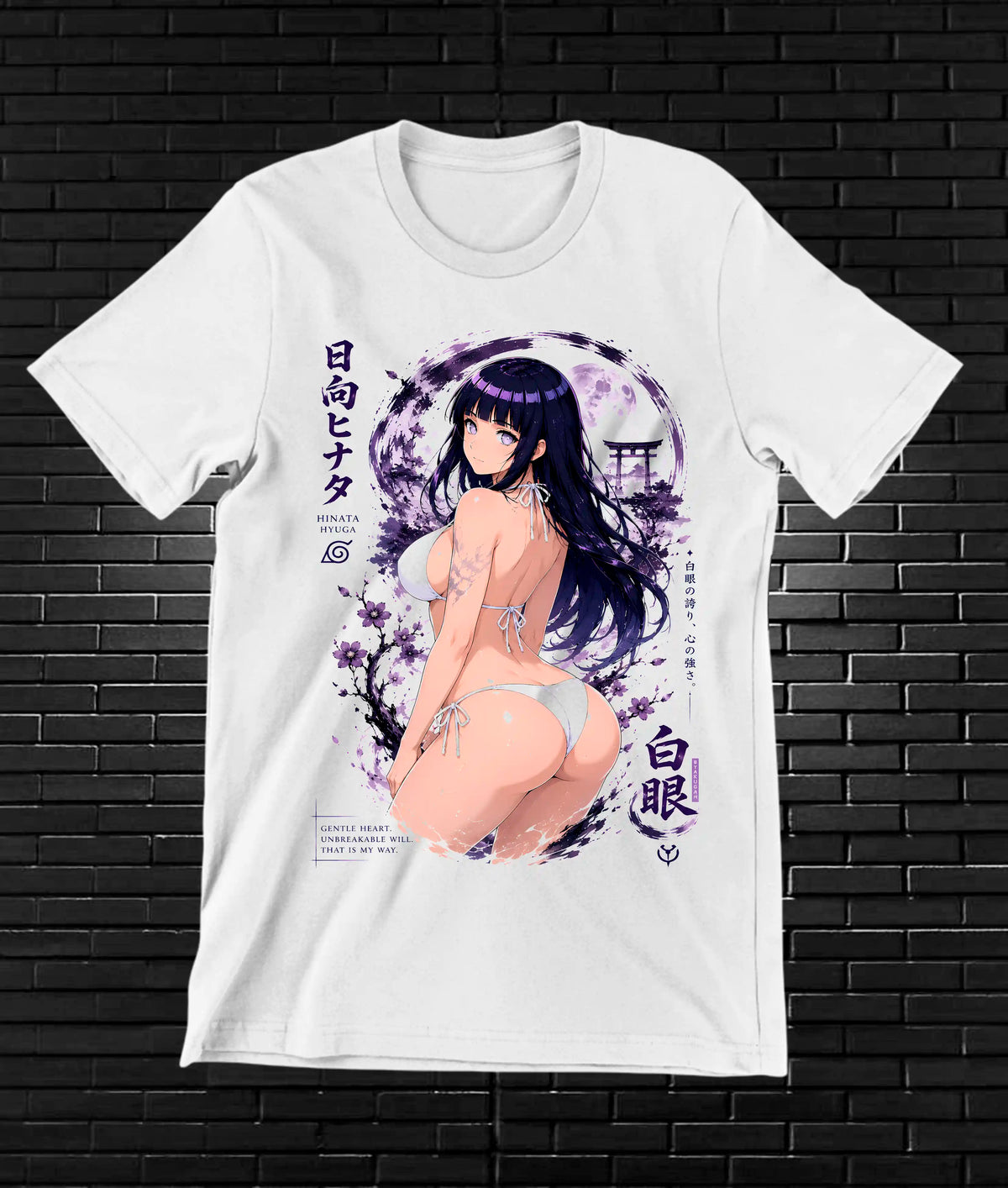 Camiseta Naruto Hinata NIMOR diseño NIVRA blanca