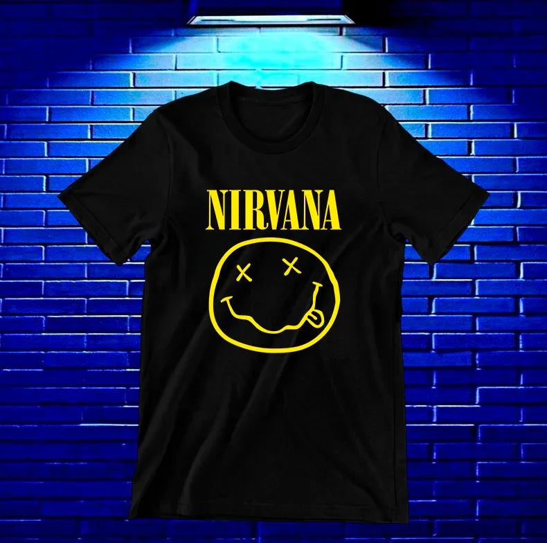 Camiseta Nirvana – Rostro sonriente clásico · Negra
