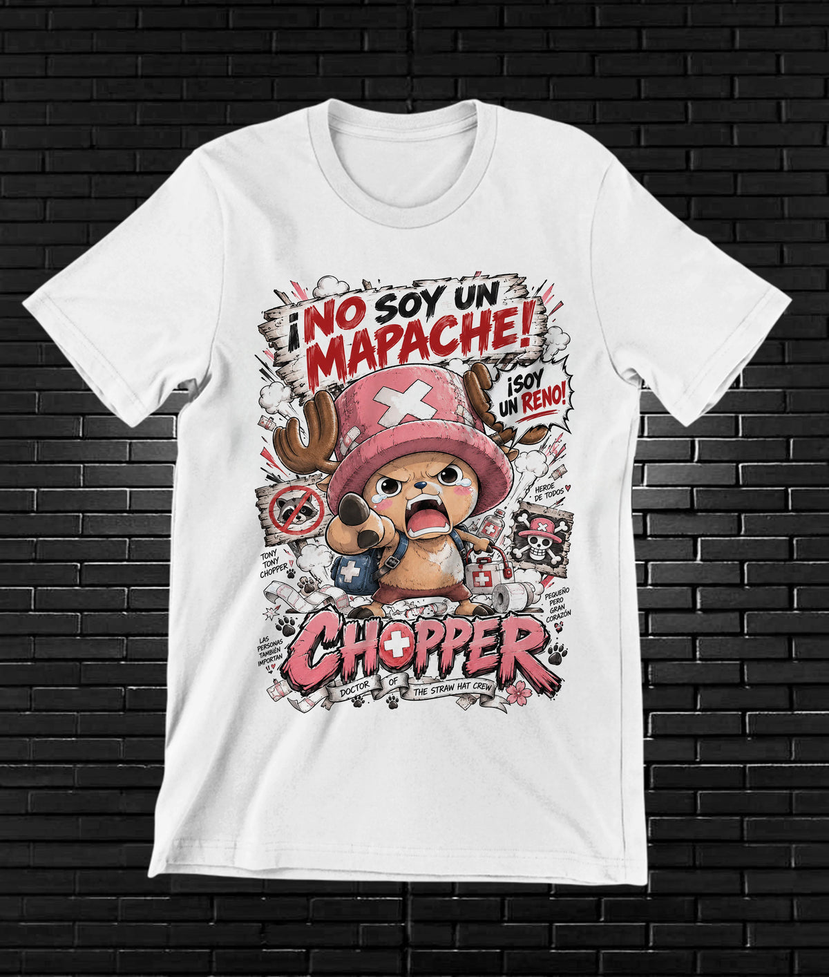 Camiseta One Piece Chopper – NIMOR – Diseño NIVRA – Blanco