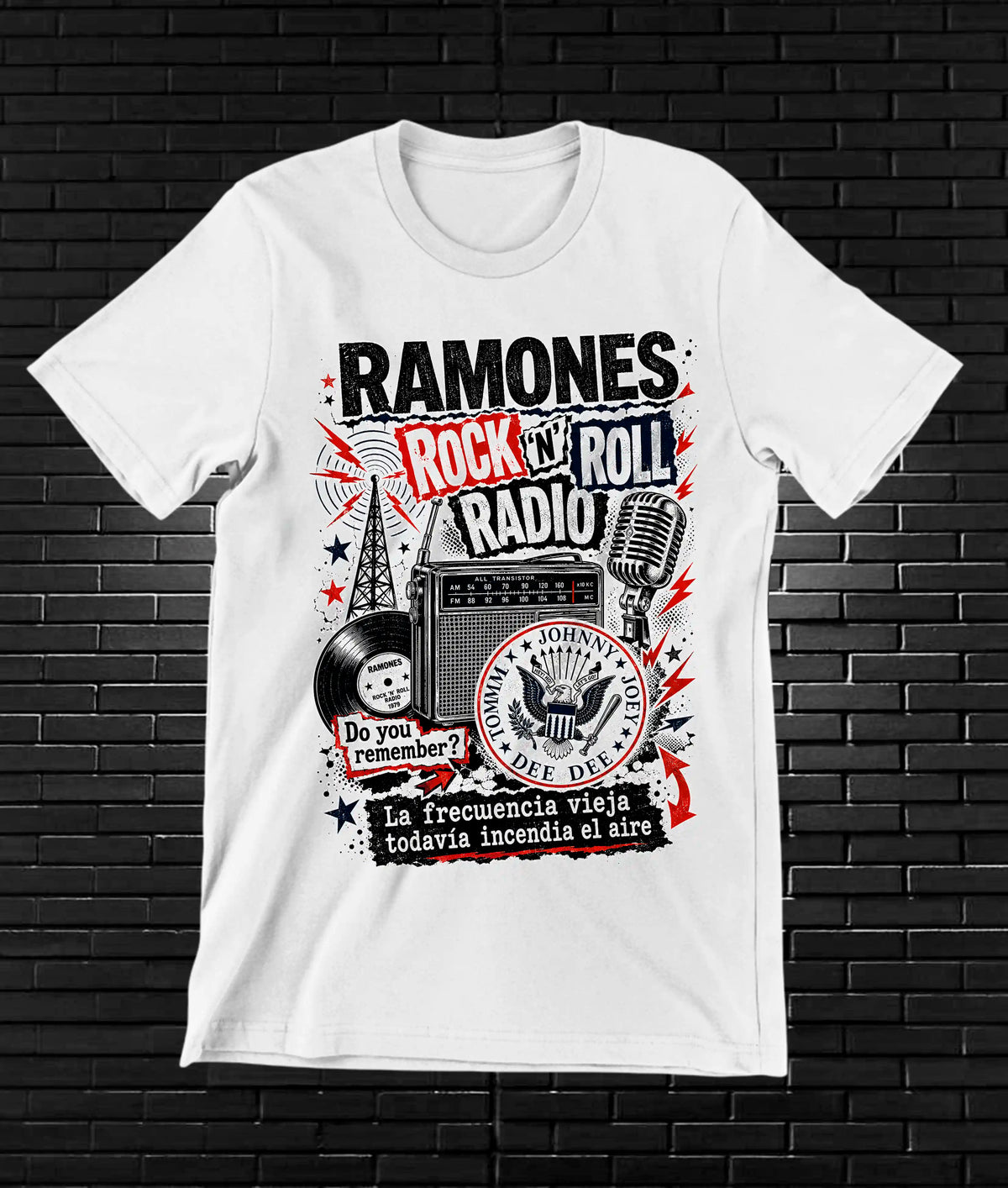Camiseta Ramones CAMINE diseño NIVRA color Blanco