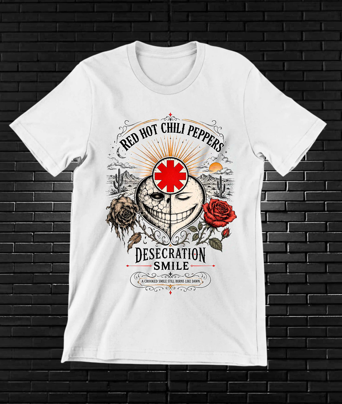 Camiseta Red Hot Chili Peppers – Desecration Smile · Blanca