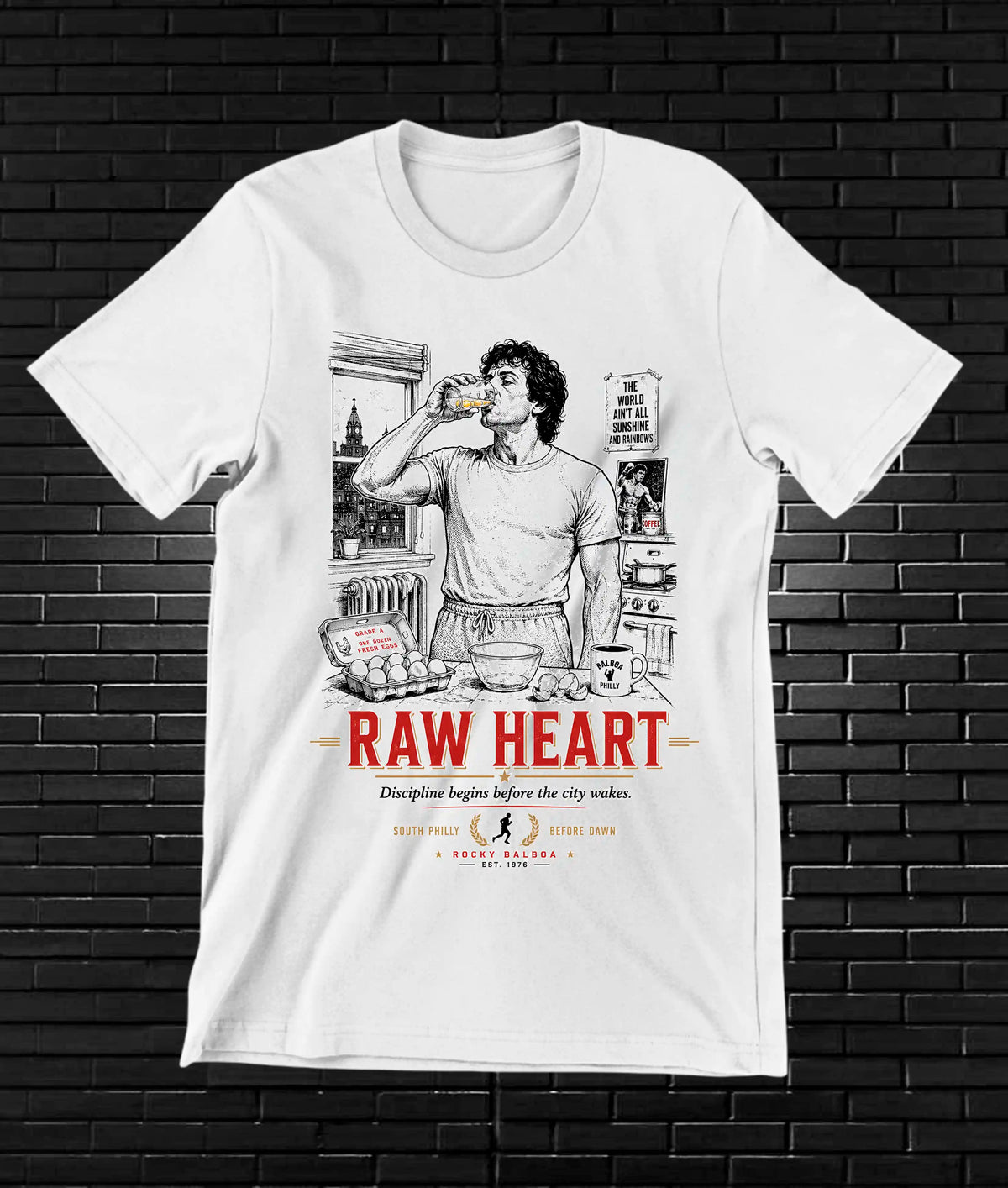 Camiseta Rocky – Raw Heart · Blanca