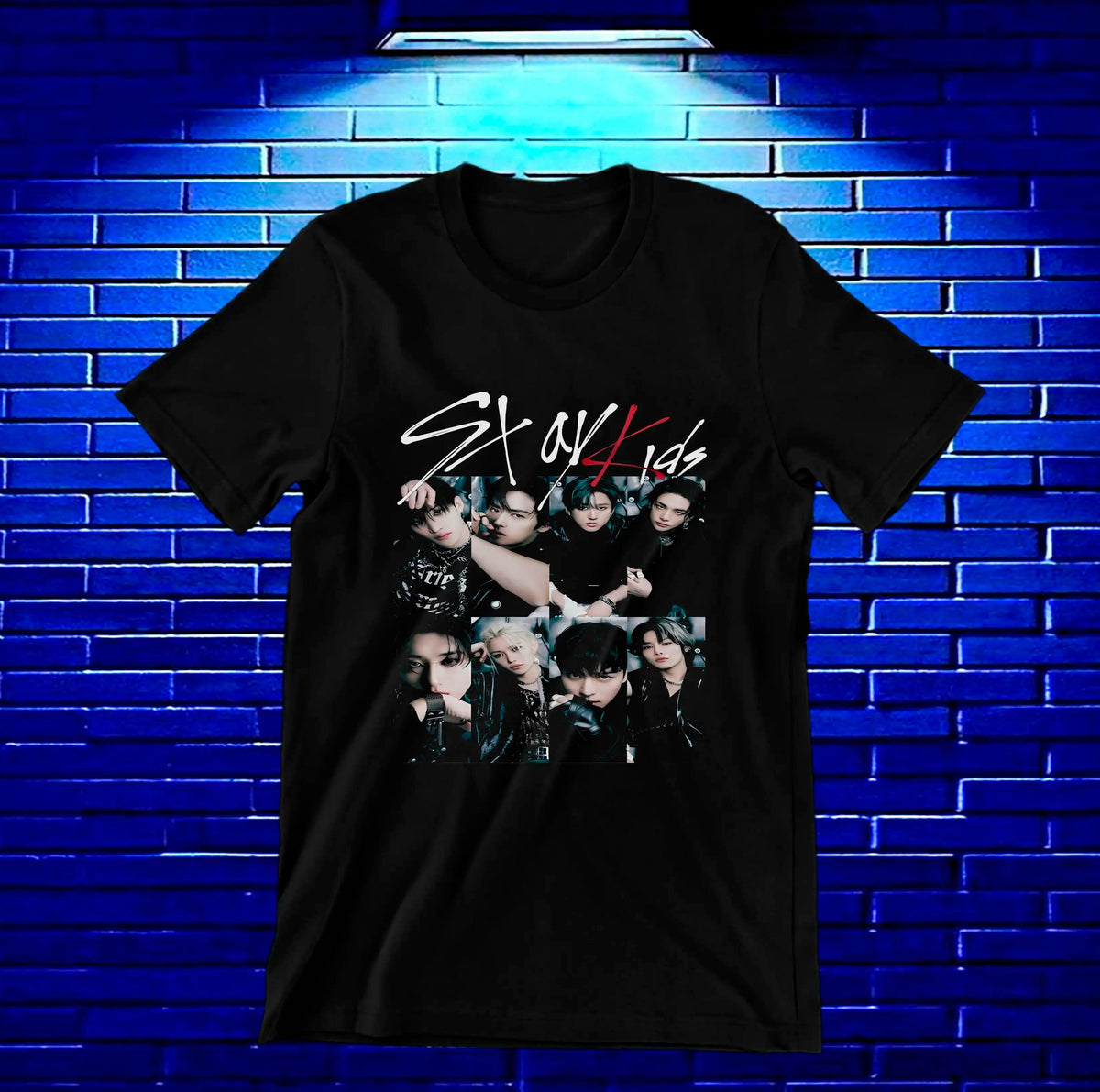 Camiseta Stray Kids – Collage de fotografías · Negra