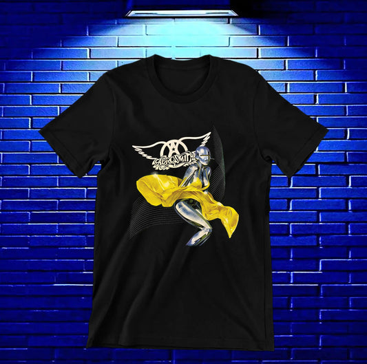 Camiseta Aerosmith – Calavera con pañuelo amarillo · Negra